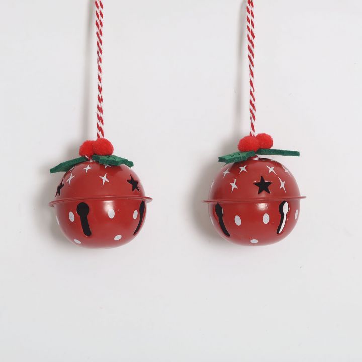 Set of 2 Metal Christmas hanging bell ornament Christmas tree decoration