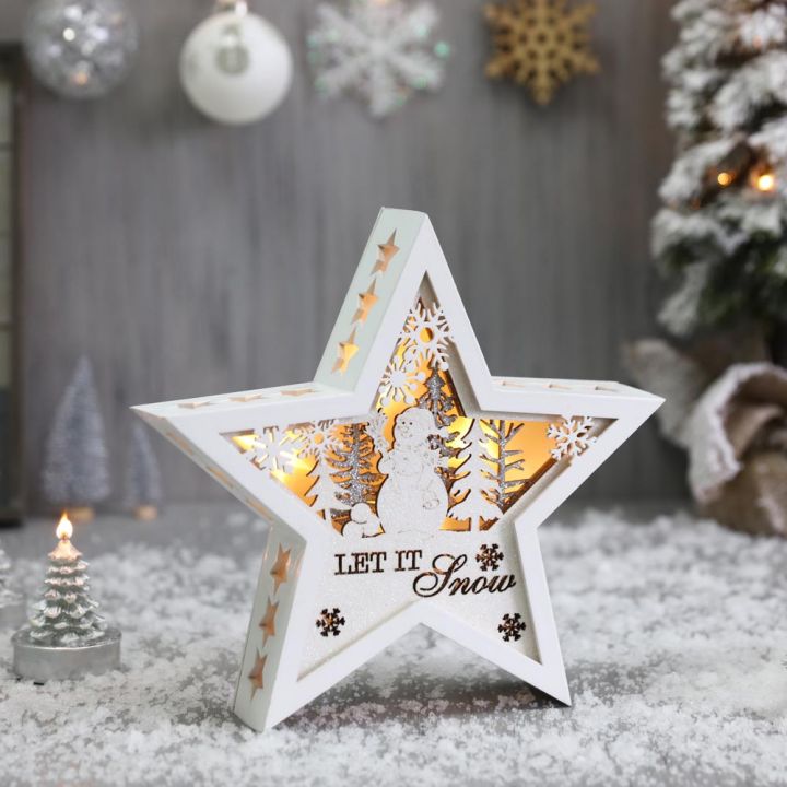 White star lighting ornaments in small size, snowman model