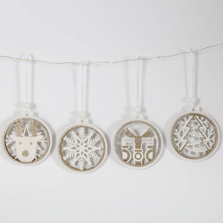 Wooden Christmas hanging ornaments 4 asst.