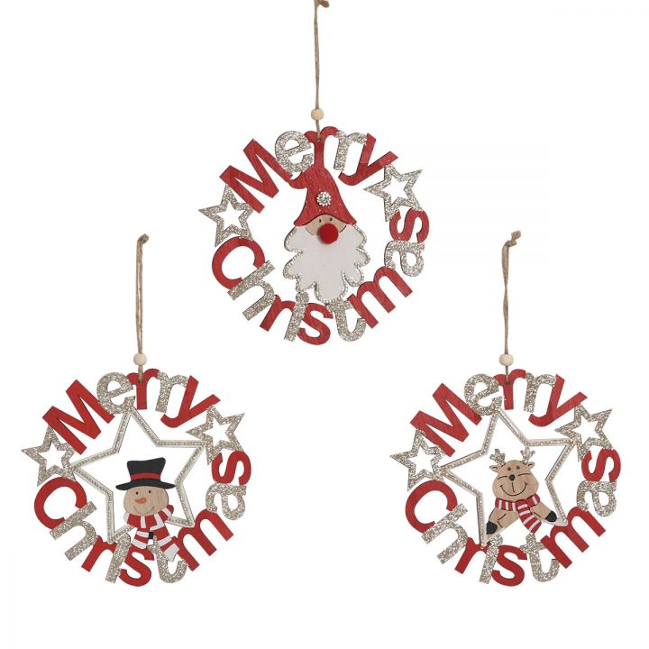 Wooden Christmas hanging decoration tree ornament