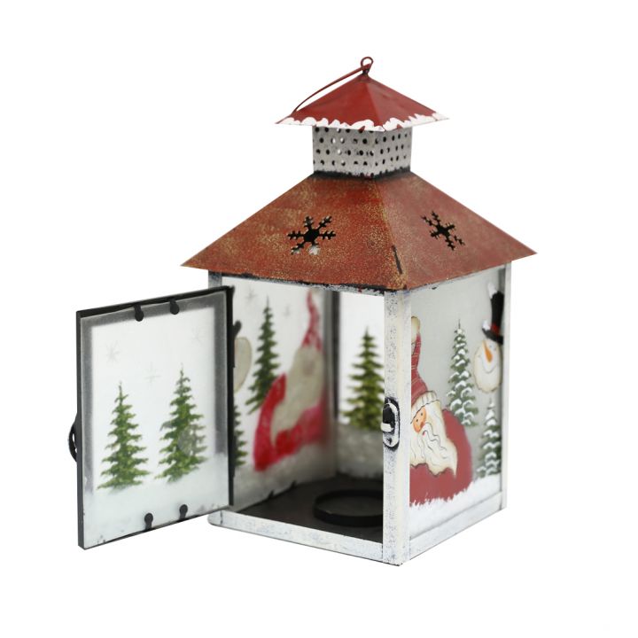 Christmas tin wind lamp, red and white, no LED light