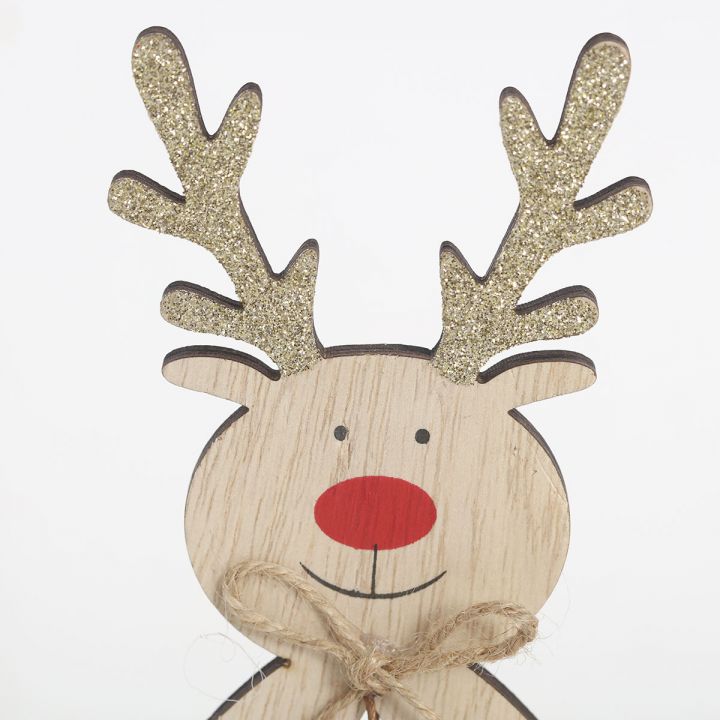 Christmas Wooden Reindeer Tabletop Decoration 22cmH for Home Decoration