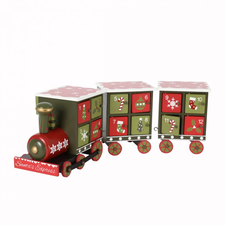 Wooden 3-section train calendar