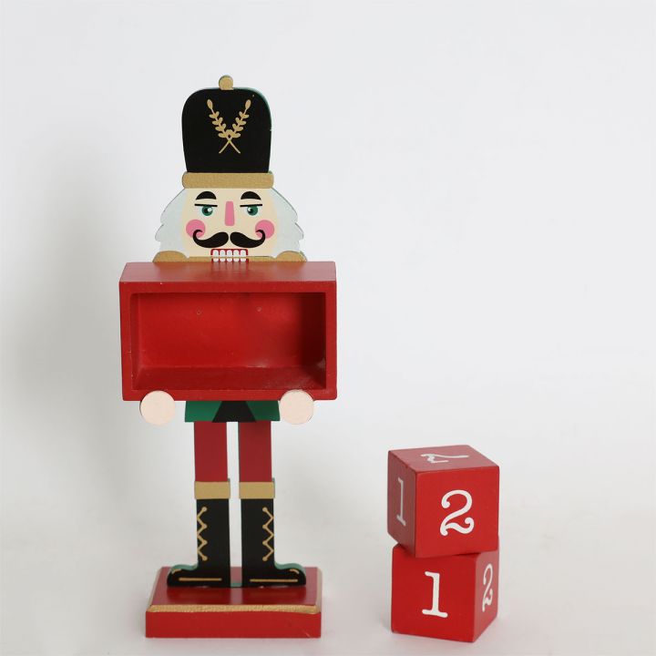 Wooden nutcracker calendar block ornaments, 3 asst.