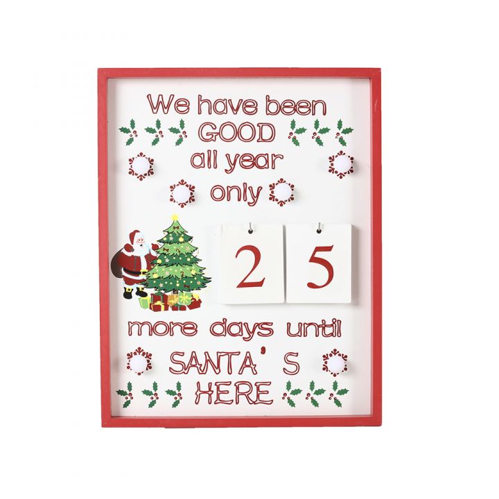 Wooden Christmas flop calendar LED hanging light frame