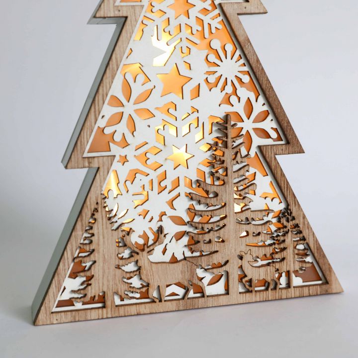 Wooden tree light, 4 LED lights, 2xAAA battery box, 2 asst.