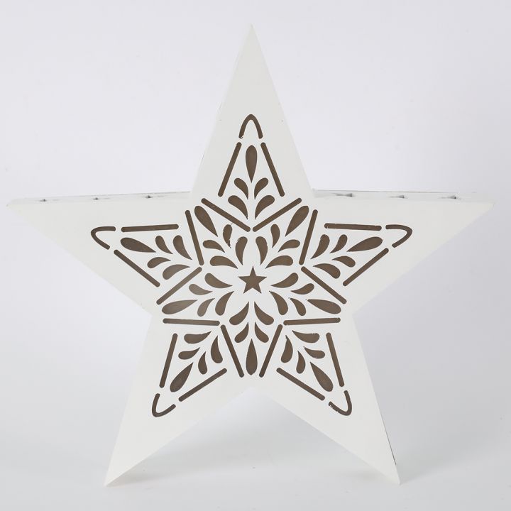 Wooden star+ 6 head LED lights, 2xAAA battery box