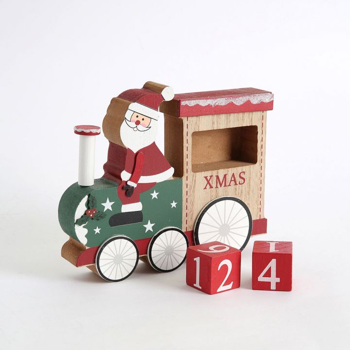 Wooden Santa Claus calendar block ornaments